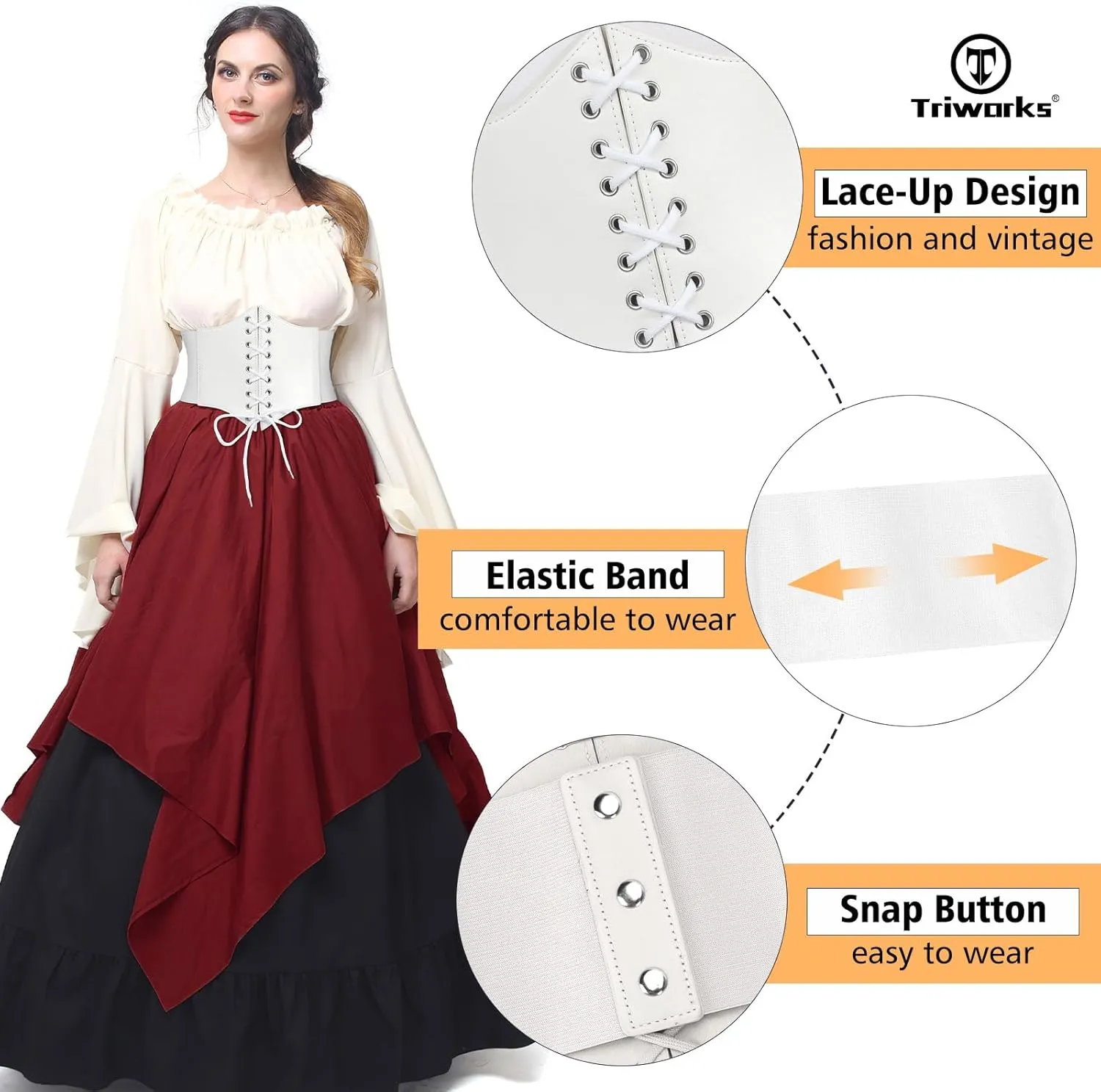 Corset Belt for Women, Lace Up Elastic Waist Belt,Tied Waspie Corset Belts for Women Halloween Costume