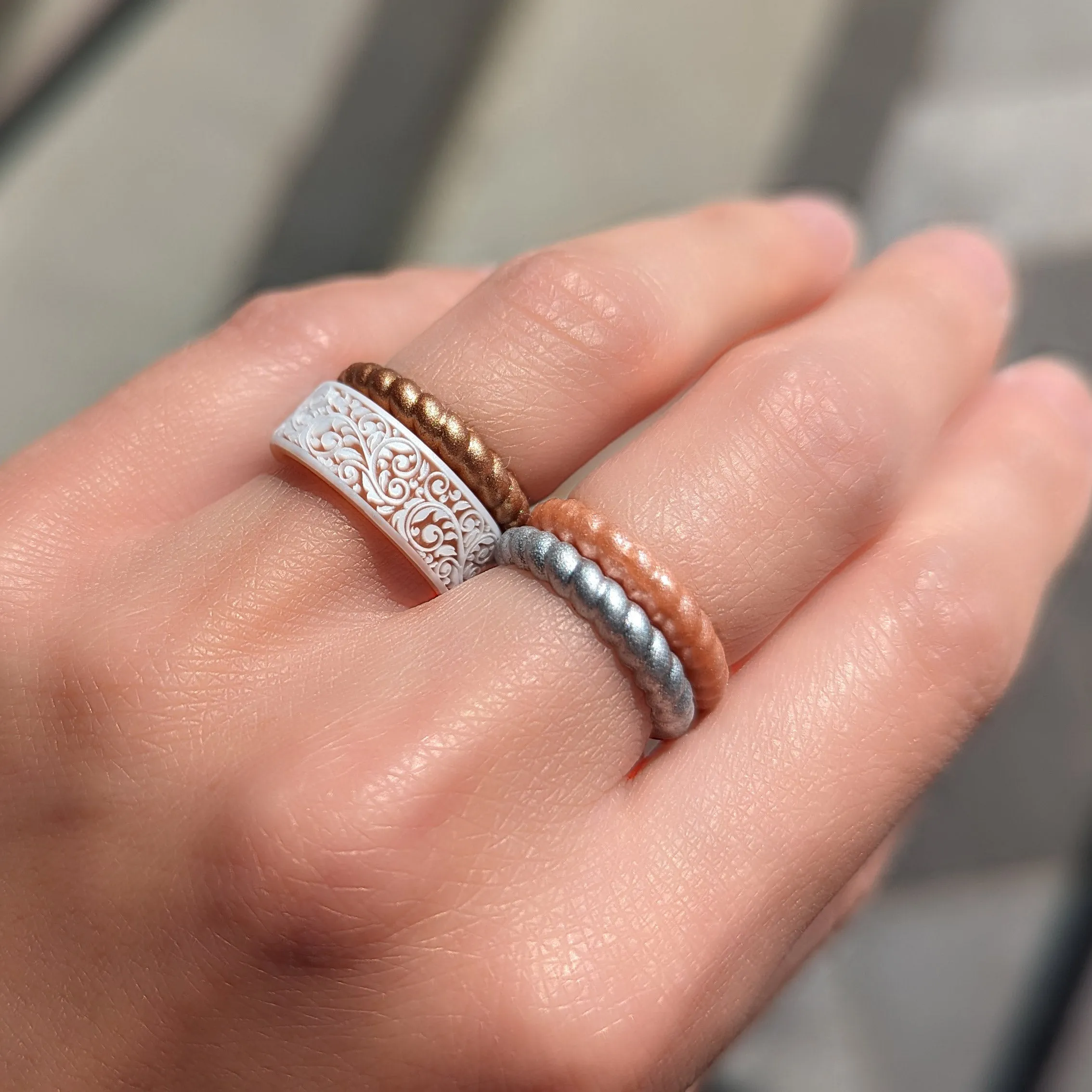 Cosmic Purple Braided Silicone Ring - Stackable Thin Band