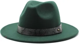 DHAEY 24 Color Felt Hat European and American Fashion Casual and Winter Snake Texture Hat Men and Women's Jazz Hat Luopan Caps & Hats (Color : Military Green, Size : M)