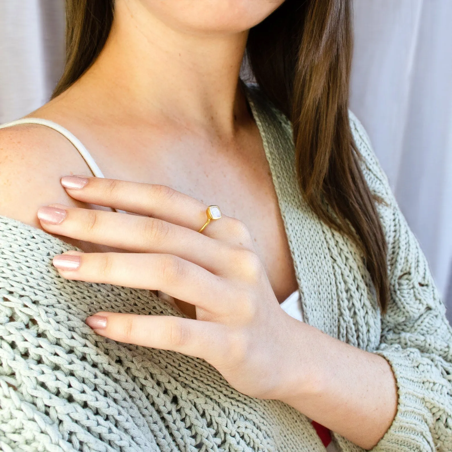 Diamond Shape Citrine Stacking Ring • November Birthstone