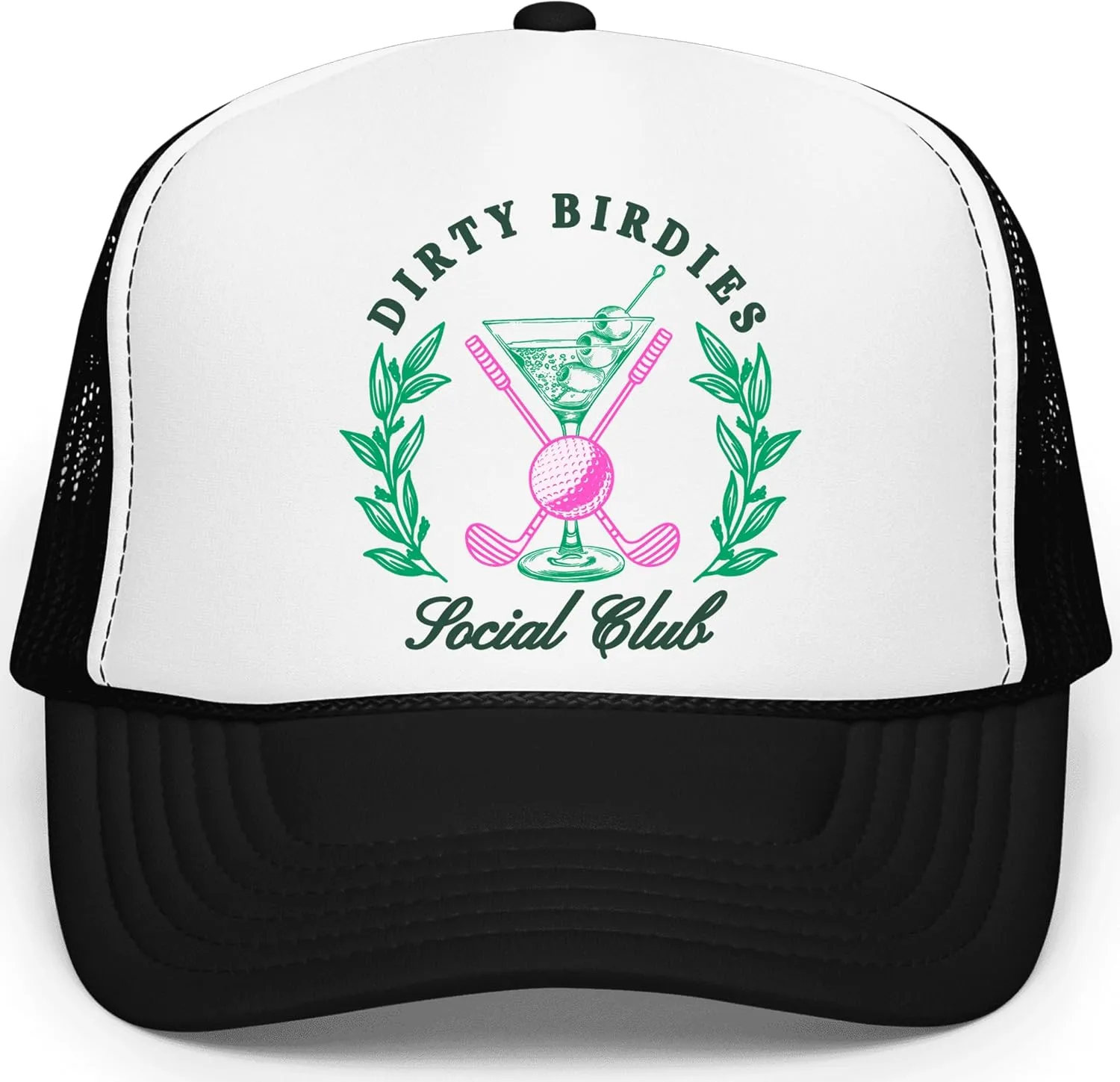 Dirty Birdies Social Club Funny Golf Women's Classic 5 Panel Mesh Snap Back Trucker Hat