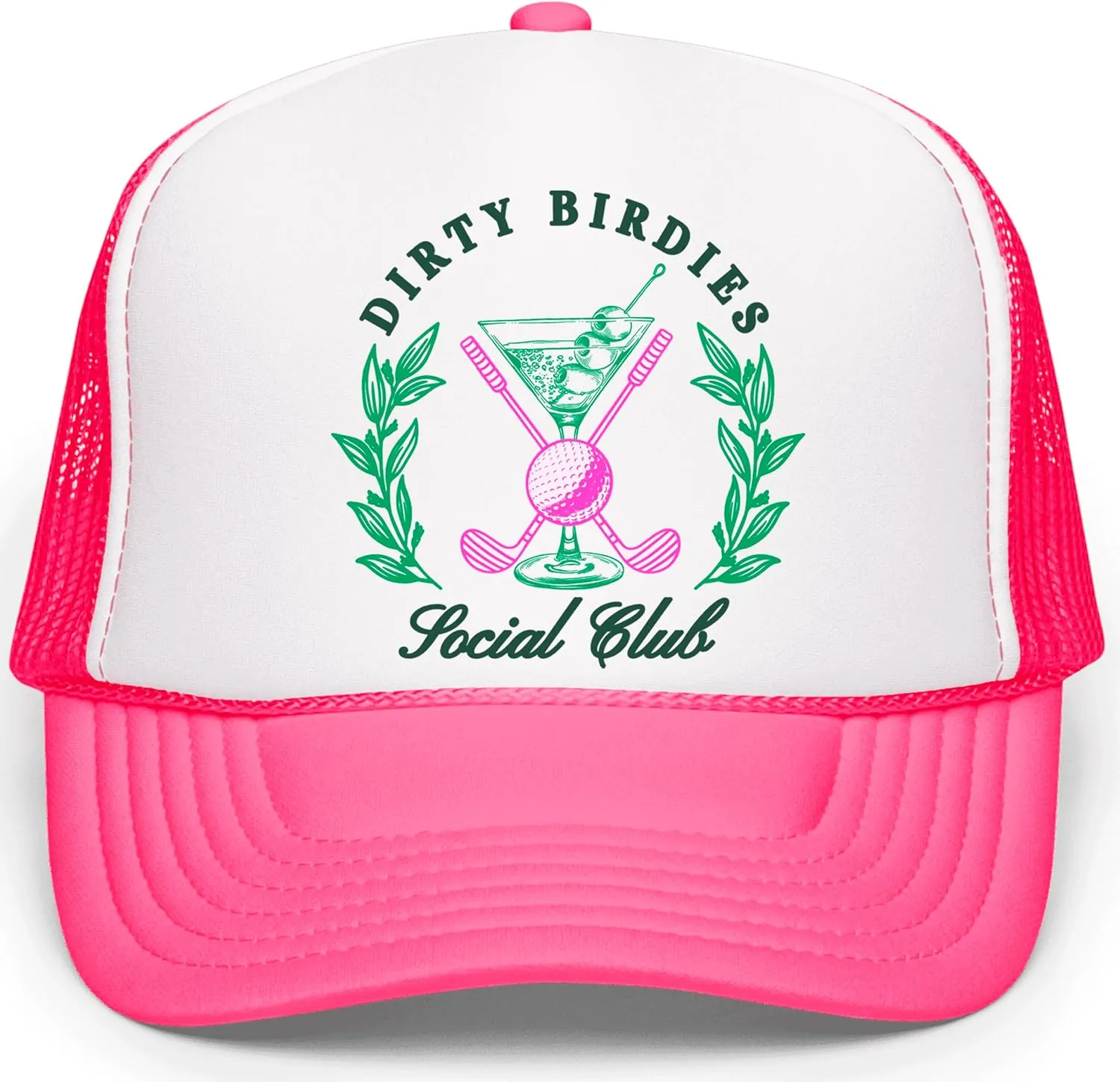 Dirty Birdies Social Club Funny Golf Women's Classic 5 Panel Mesh Snap Back Trucker Hat