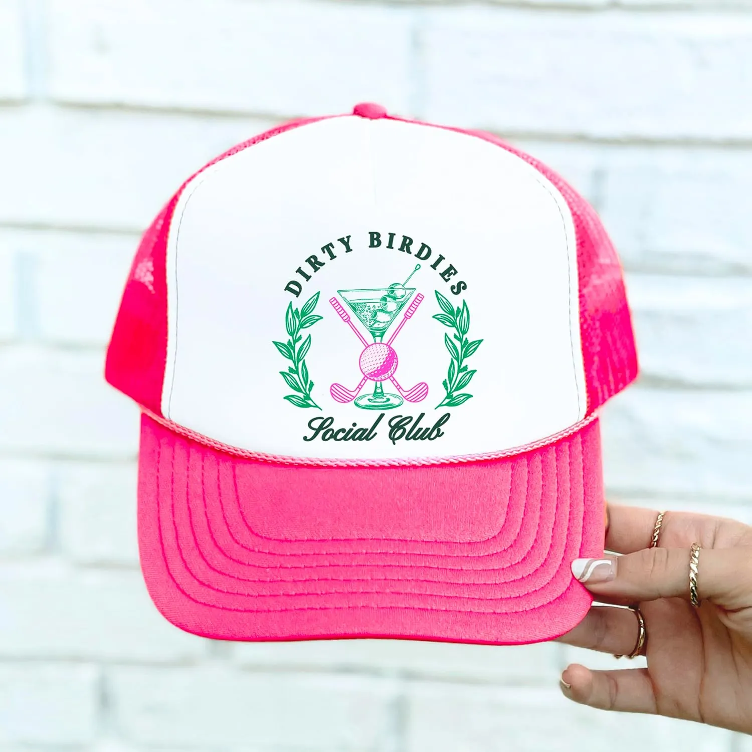 Dirty Birdies Social Club Funny Golf Women's Classic 5 Panel Mesh Snap Back Trucker Hat