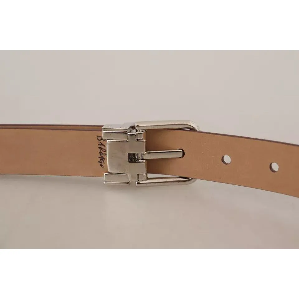 Dolce & Gabbana Brown Classic Leather Silver Logo Metal Buckle Belt