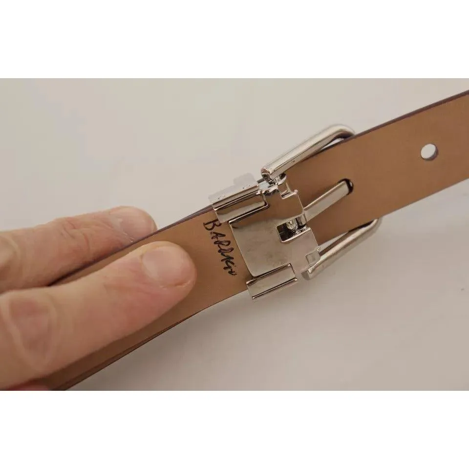 Dolce & Gabbana Brown Classic Leather Silver Logo Metal Buckle Belt
