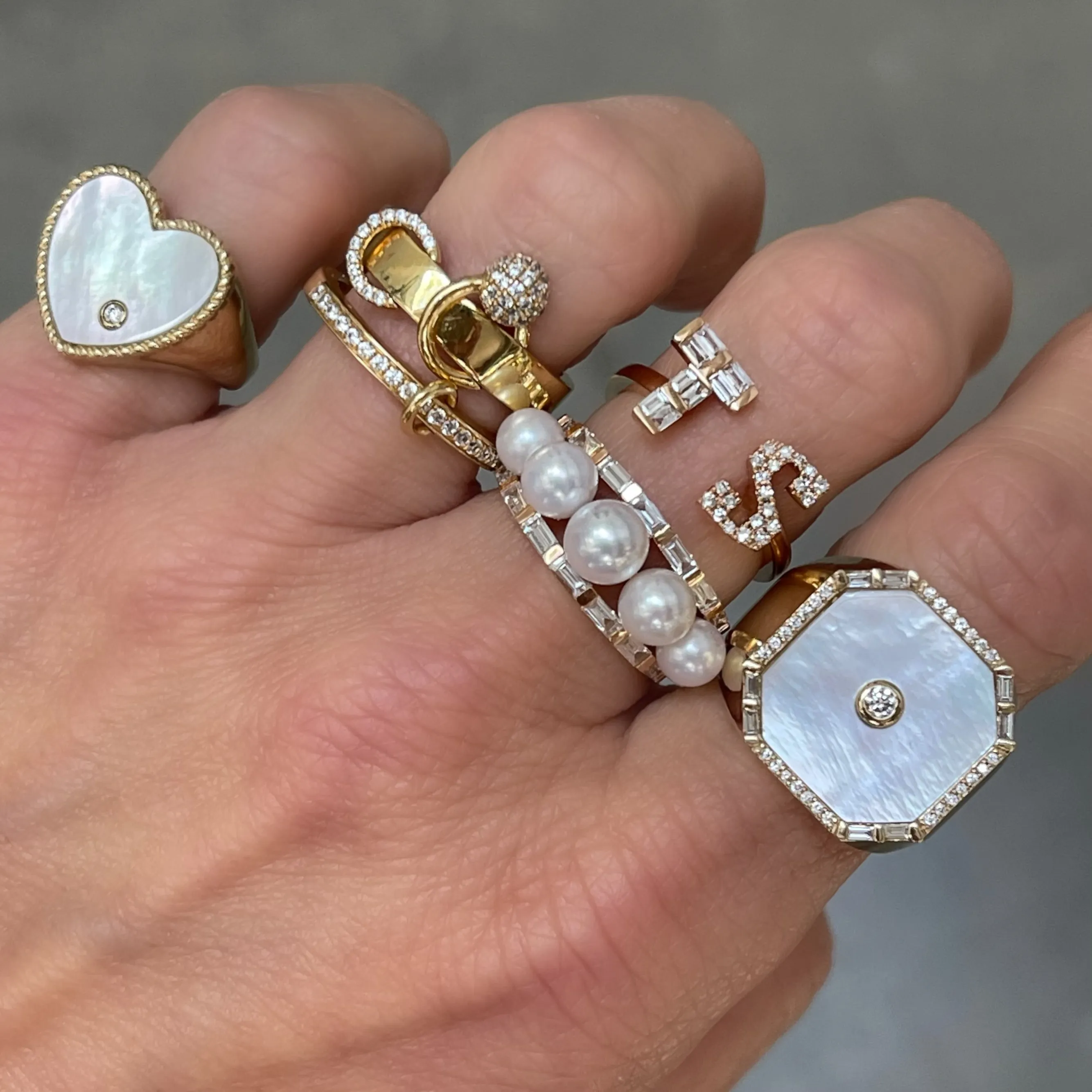Double Band Diamond Ball Statement Ring