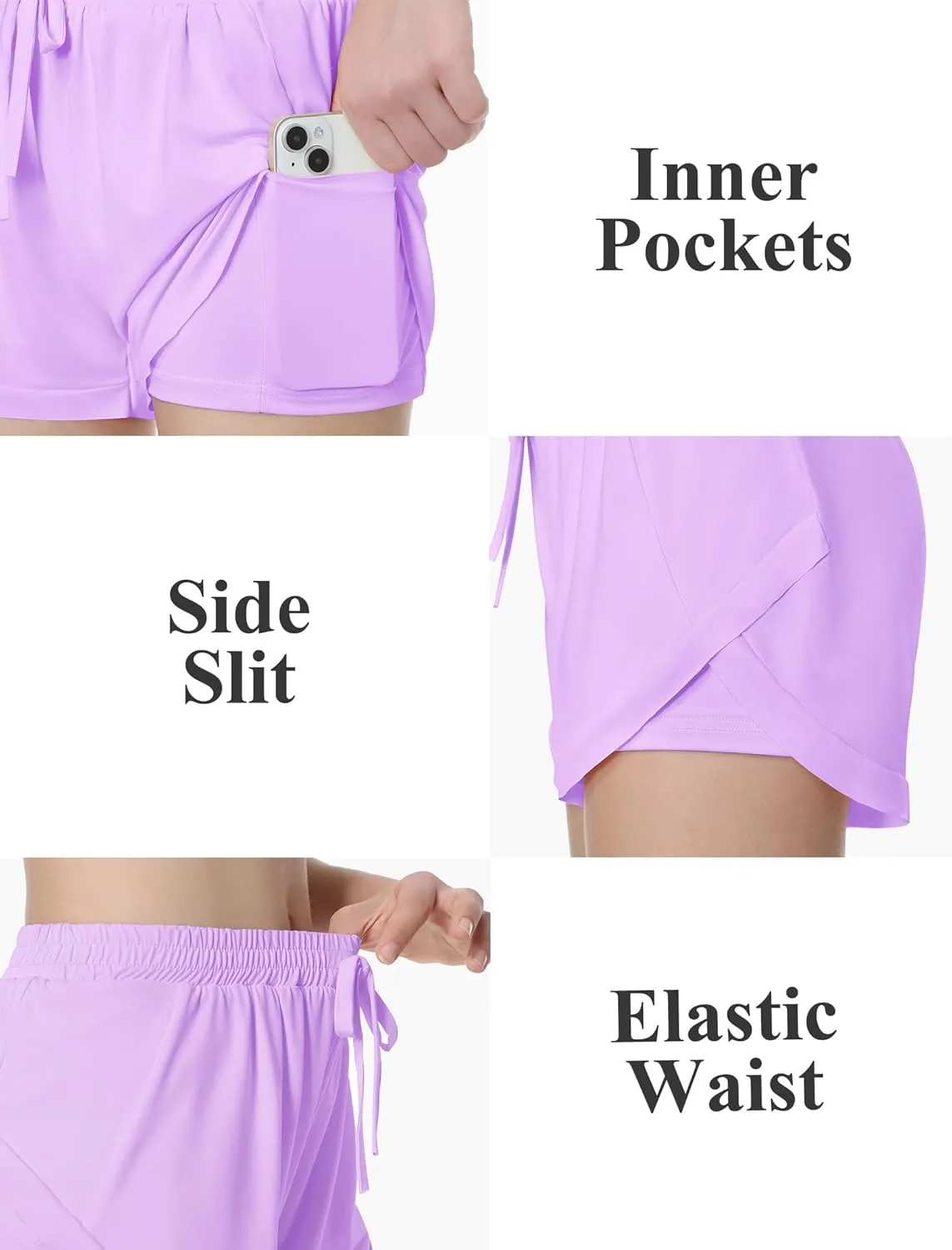 EXARUS Girls Shorts Running Athletic 2 in 1 Workout Dolphin with Pockets Sports Cheer Track for Kids 6-14Y