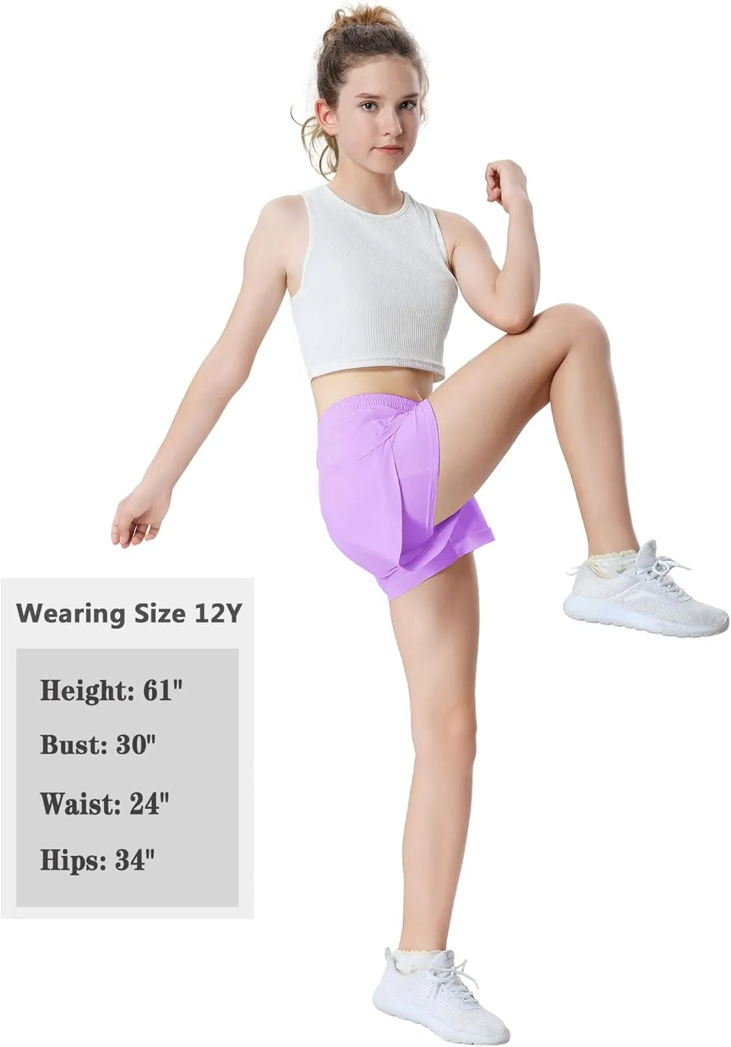 EXARUS Girls Shorts Running Athletic 2 in 1 Workout Dolphin with Pockets Sports Cheer Track for Kids 6-14Y