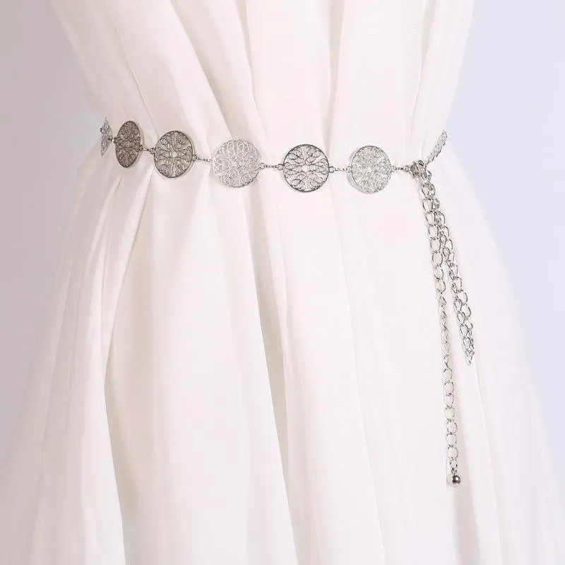 Fashion Tide Brand Women Metal Waist Chain Classic Retro Female Decorative Waist Chain Dress Belt