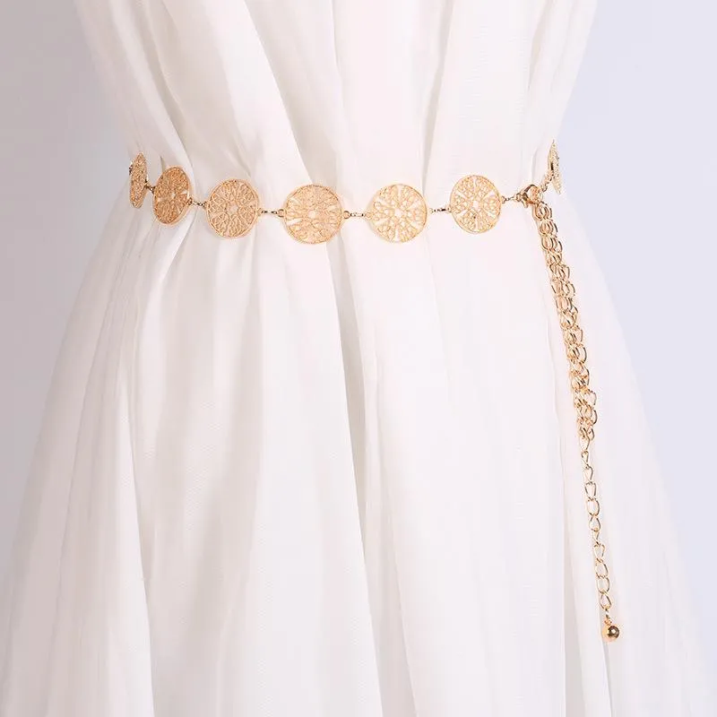 Fashion Tide Brand Women Metal Waist Chain Classic Retro Female Decorative Waist Chain Dress Belt