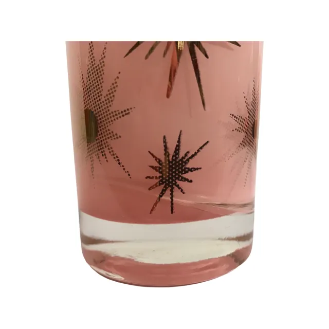 Federal Glass Mid-Century Pink Atomic & 22-Karat Gold Star Glasses (Set of 2)