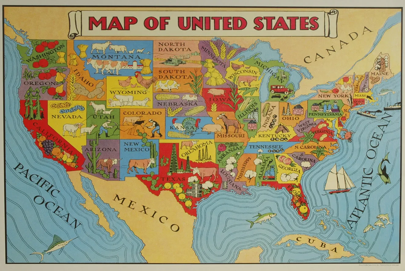 Florentine Print Map of United States