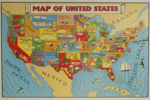 Florentine Print Map of United States