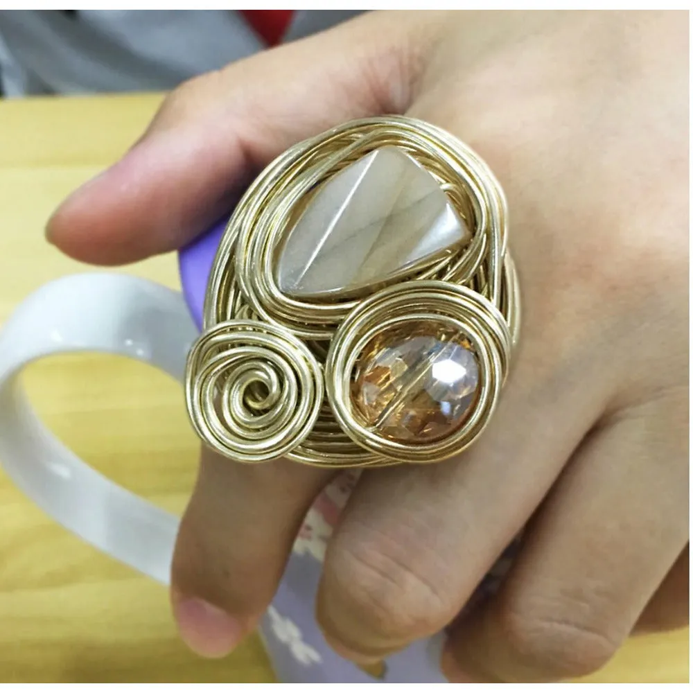 Geo Crystal Statement Wire Ring