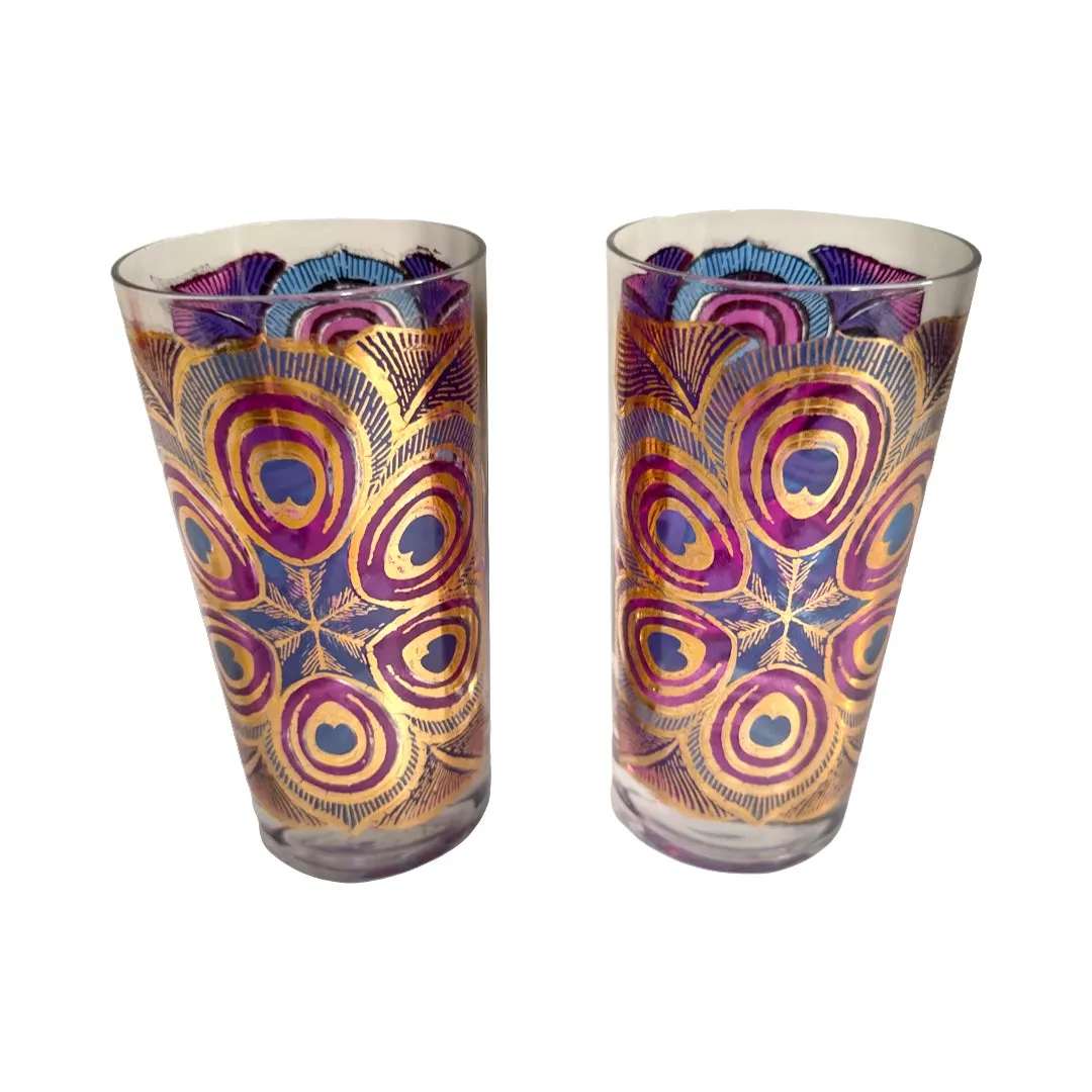 Georges Briard Signed Mid-Century Peacock Glasses (Set of 2)