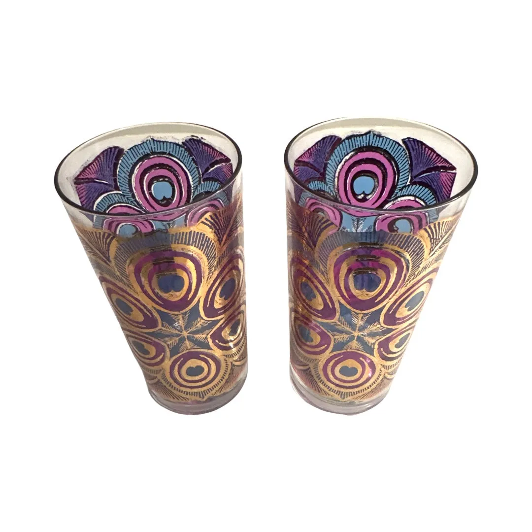 Georges Briard Signed Mid-Century Peacock Glasses (Set of 2)