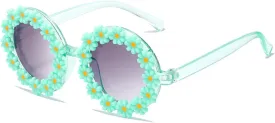 Girls round Flower Sunglasses Flower Cute Glasses UV 400 Protection for Outdoor Beach