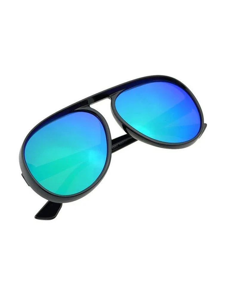 Green Large Frame Thick Side Sunglasses