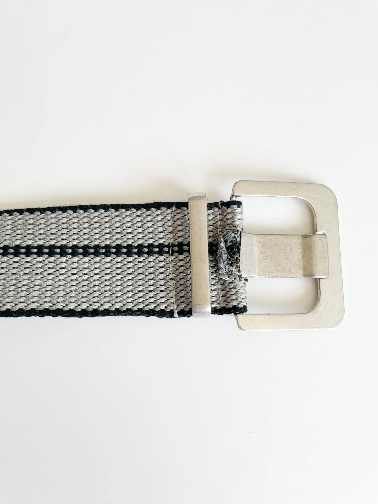 Grey Stripe Wide Belt - S/M