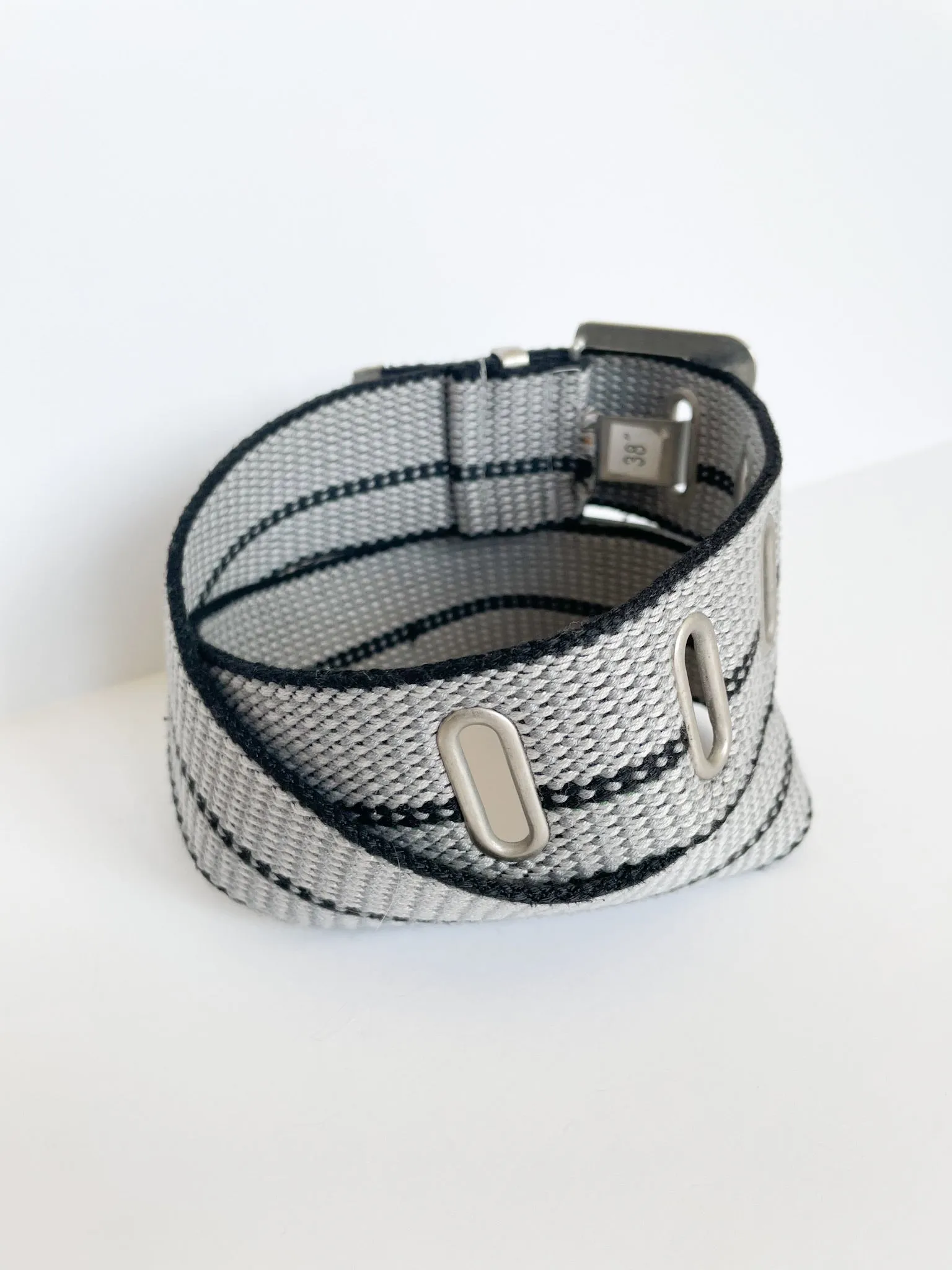 Grey Stripe Wide Belt - S/M