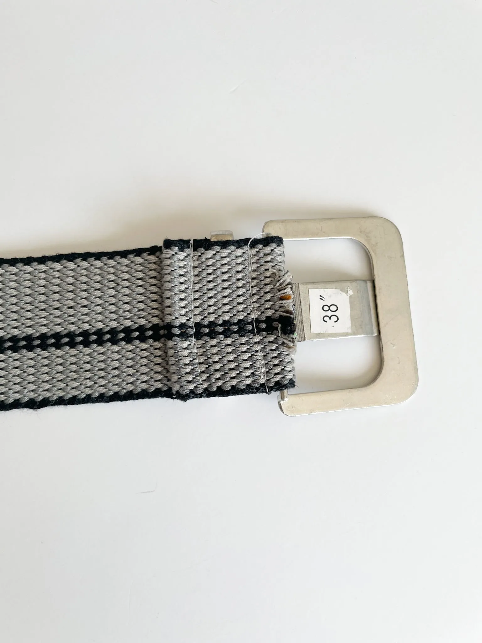 Grey Stripe Wide Belt - S/M