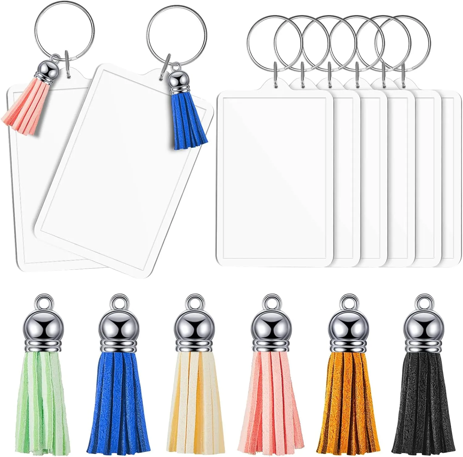 Henoyso Class of 2025 Graduation Gifts Rectangle Acrylic Photo Frame Keychain with Tassels, Insert Blanks Picture Keychain