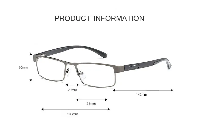 High Quality MEN Titanium alloy Eyeglasses Non spherical 12 Layer Coated lens reading glasses  1.0  1.5  2.0  2.5  3.0  3.5 4.0