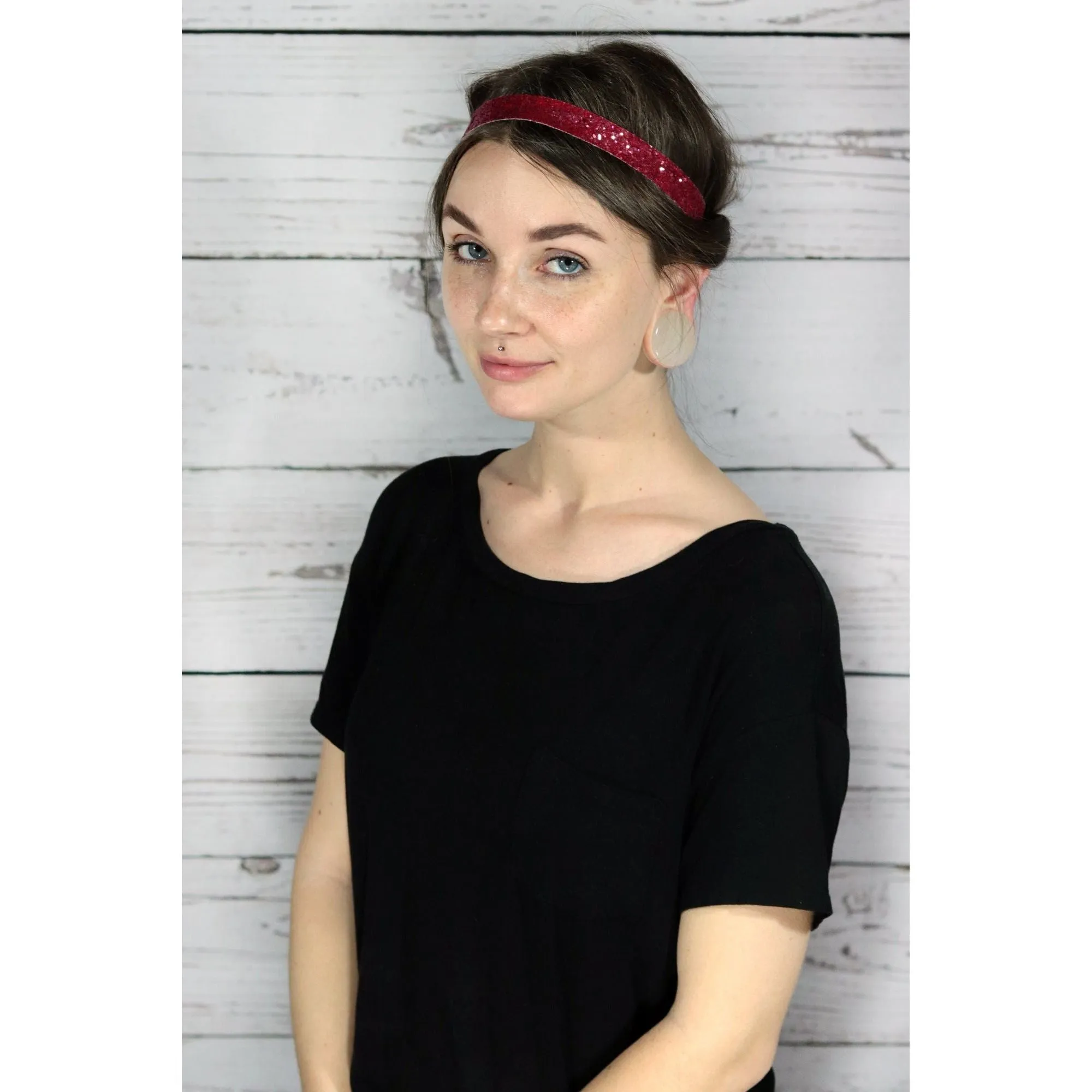 Hot Pink Glitter Headbands - 12 Pack