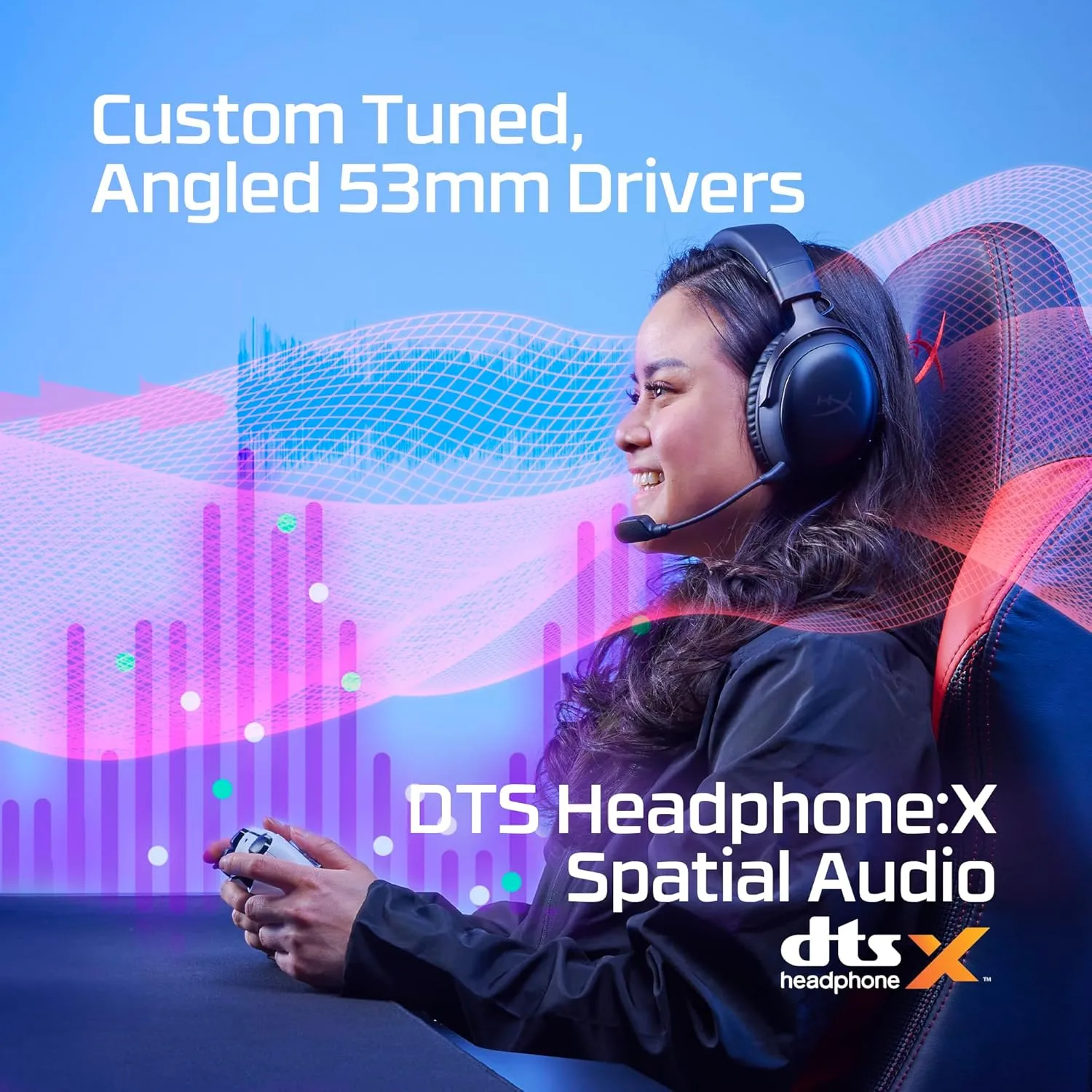 HyperX Cloud III Wireless  Gaming Headset for PC, PS5, PS4, up to 120-hour Battery, 2.4GHz Wireless, DTS Spatial Audio, 53mm Angled Drivers, Memory Foam, Durable Frame, 10mm Microphone, Black