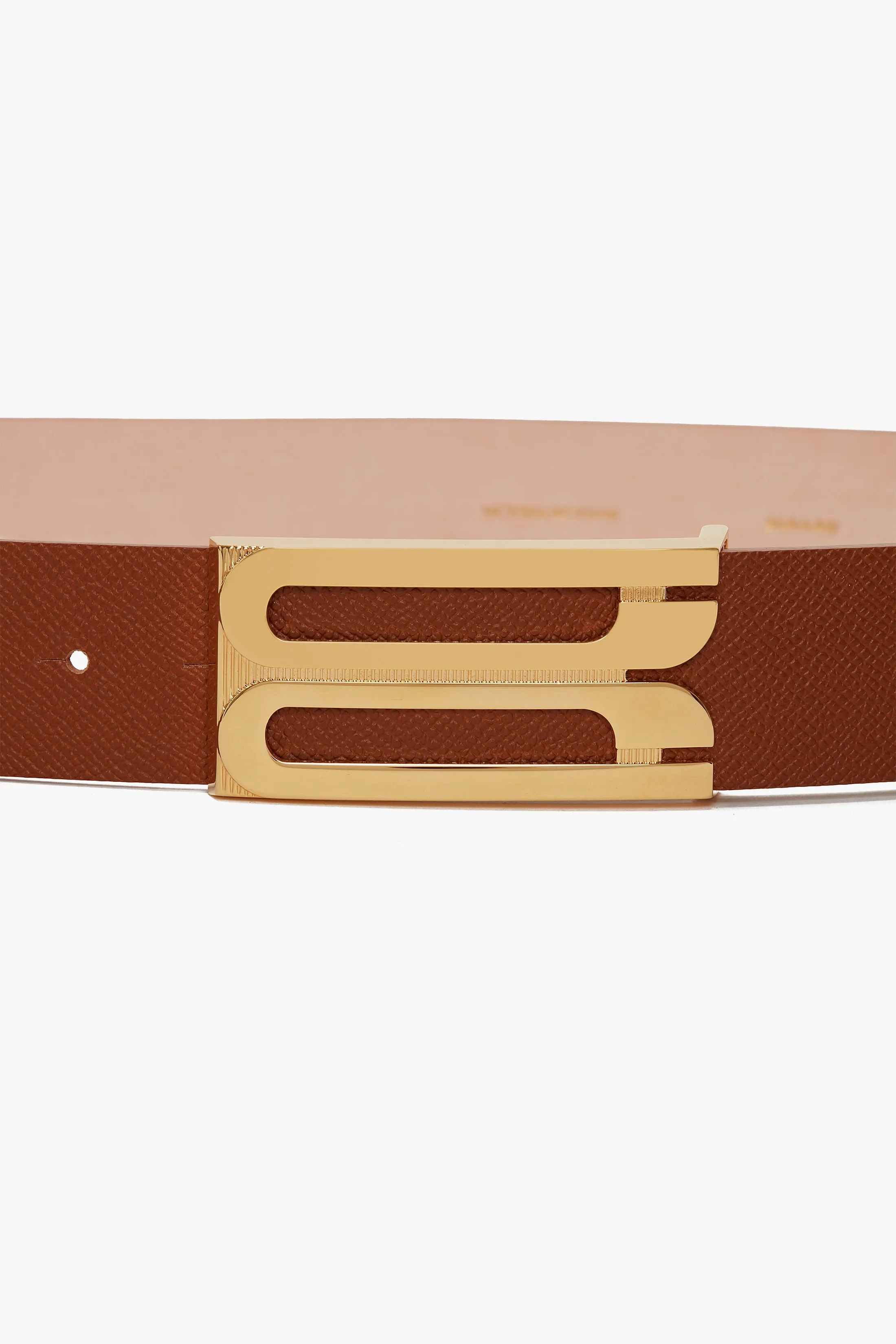 Jumbo Frame Belt In Tan Grained Leather