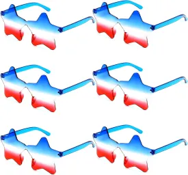 JUSTOTRY 6 Pcs 4th of July Sunglsses Patriotic Glasses Red White and Blue American Flag Sunglasses USA Accessories