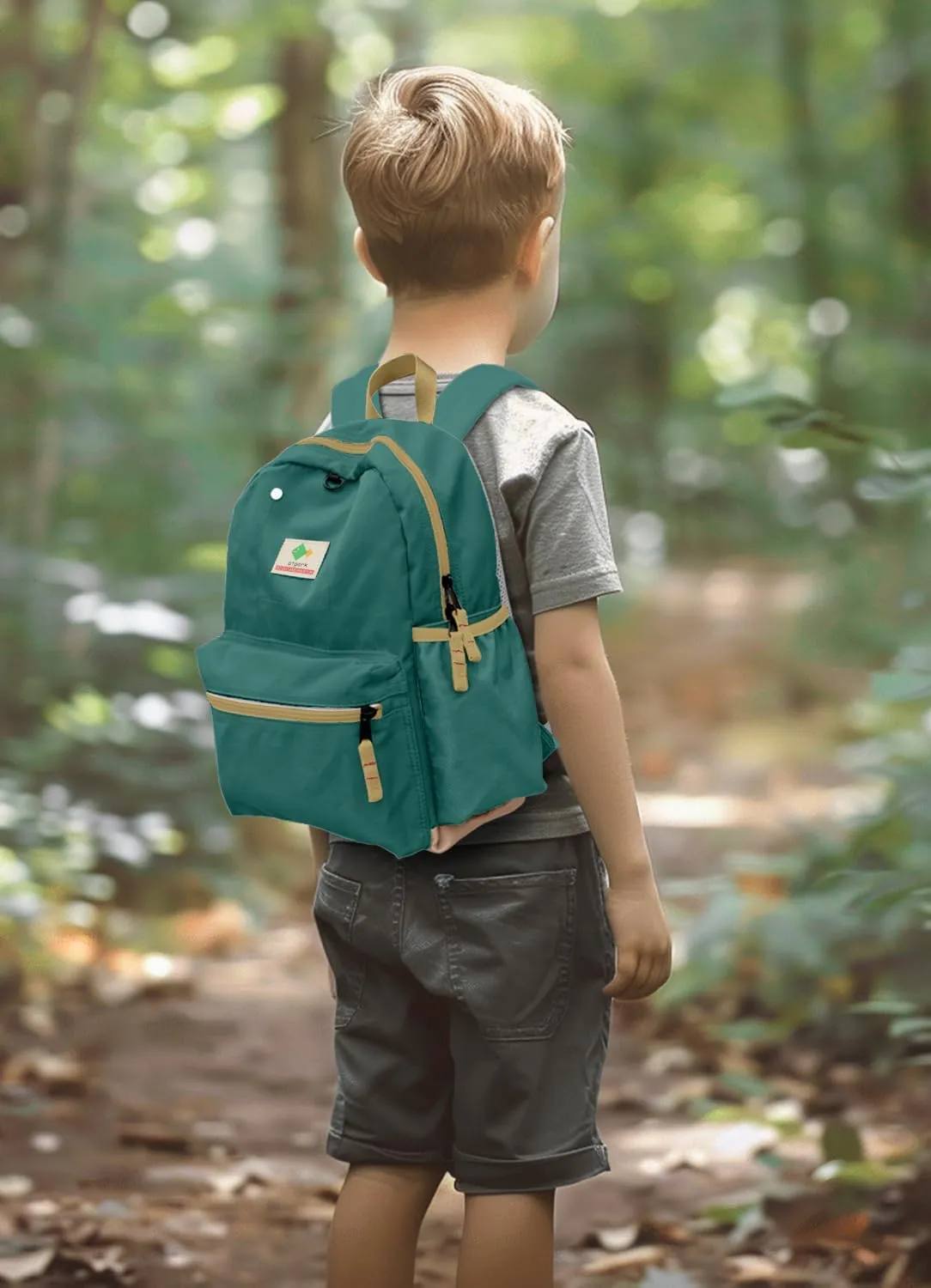 Kids Backpacks for Girls & Boys, Unisex, Green, X-Large, Modern, Colorful, Eco-Friendly, School Backpack, 17" H, 1L, Nylon, Zipper Closure, Soft Shell, Daypack, Elementary School, Big Kid
