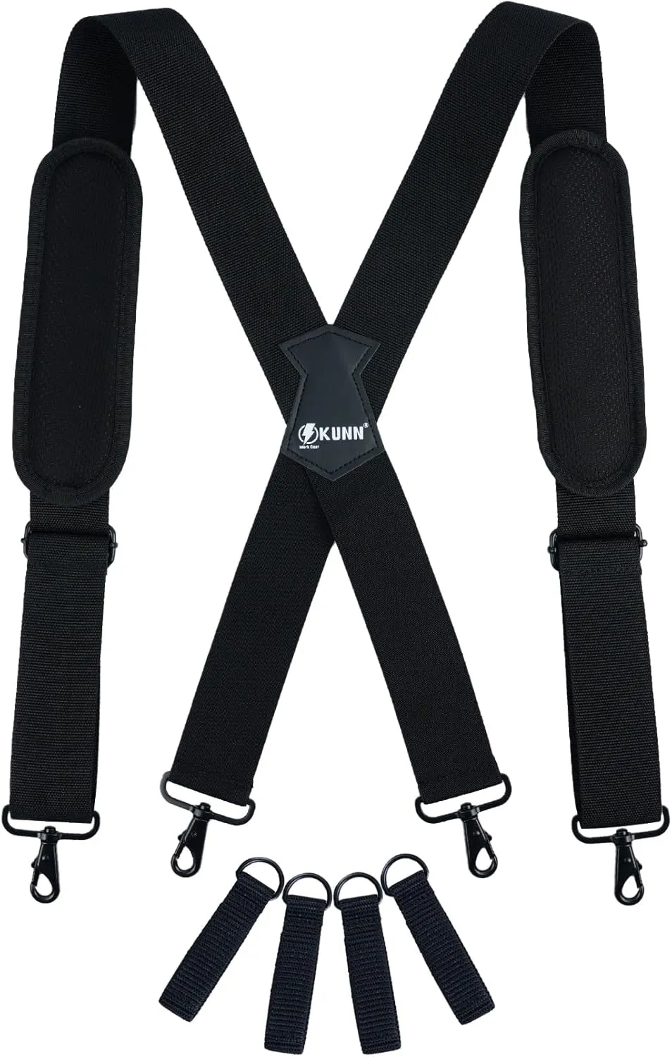 KUNN Tool Belt Suspenders Removable Padded Shoulder Work Suspenders with 4Pcs Attachment Loops,Comfortable and Adjustable