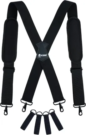 KUNN Tool Belt Suspenders Removable Padded Shoulder Work Suspenders with 4Pcs Attachment Loops,Comfortable and Adjustable