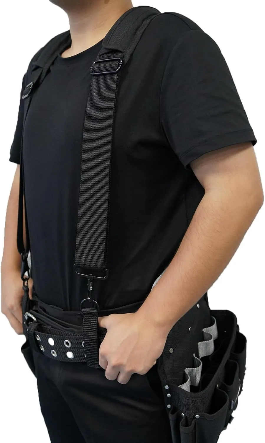 KUNN Tool Belt Suspenders Removable Padded Shoulder Work Suspenders with 4Pcs Attachment Loops,Comfortable and Adjustable