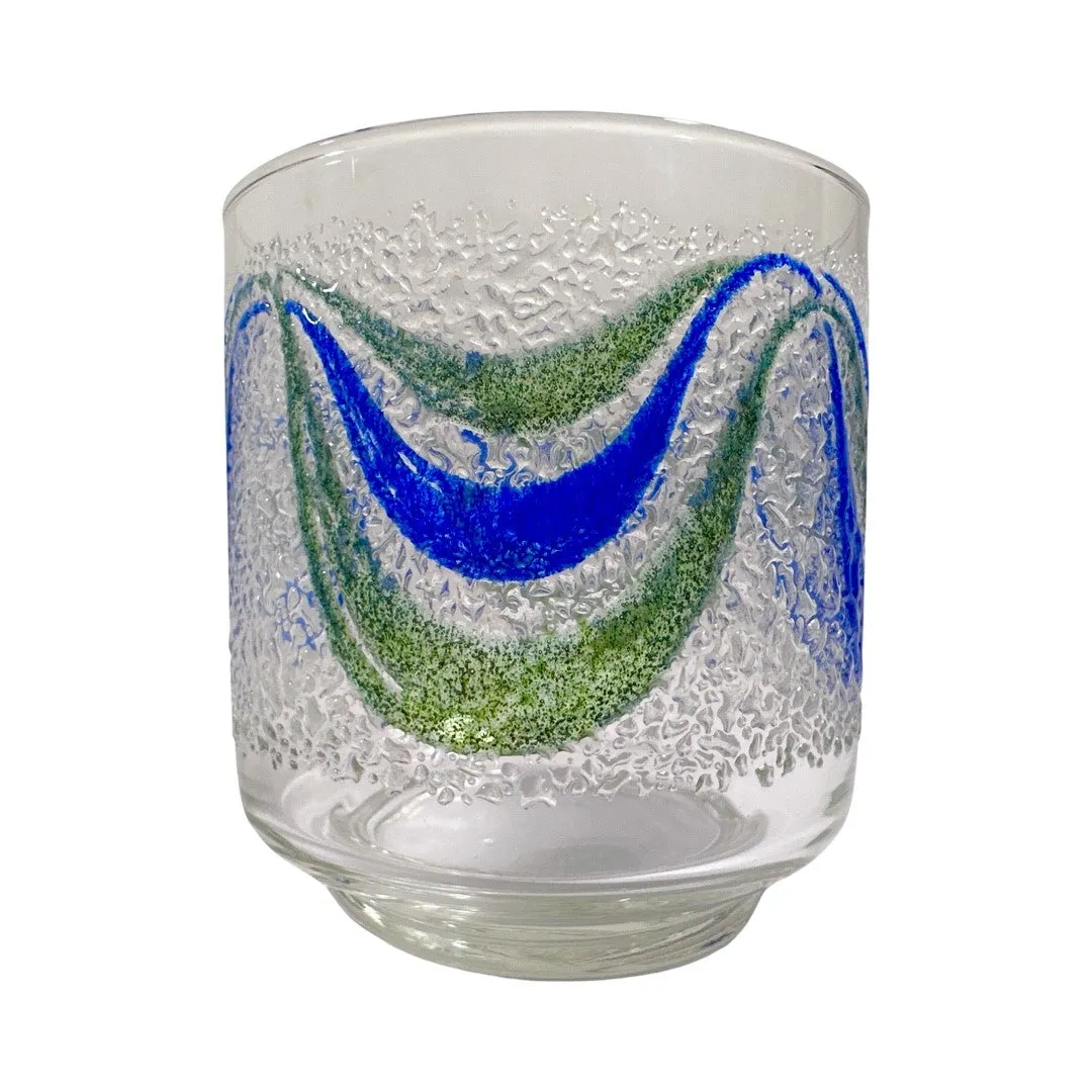 Libbey Mid-Century Green and Blue Swag Glasses (Set of 6)