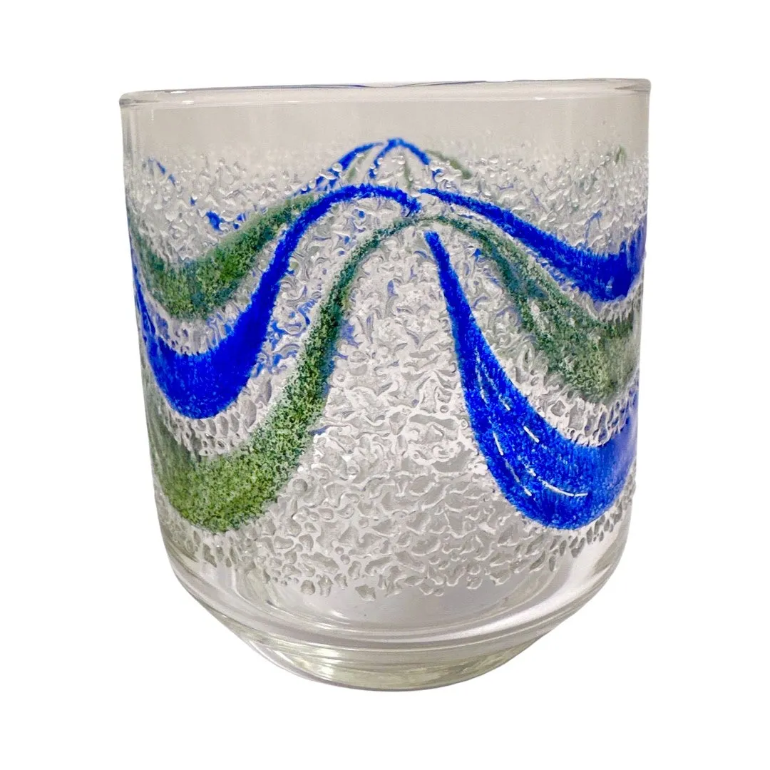 Libbey Mid-Century Green and Blue Swag Glasses (Set of 6)