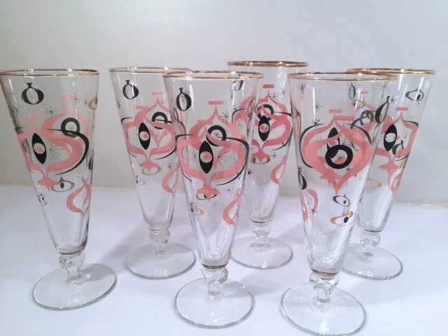 Libbey - Seville Mid Century Atomic Champagne/Pilsner Glasses (Set of 6)
