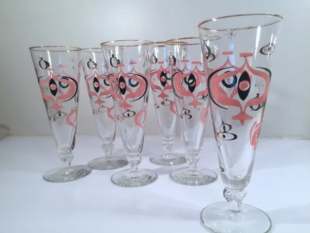 Libbey - Seville Mid Century Atomic Champagne/Pilsner Glasses (Set of 6)