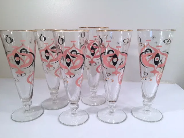 Libbey - Seville Mid Century Atomic Champagne/Pilsner Glasses (Set of 6)