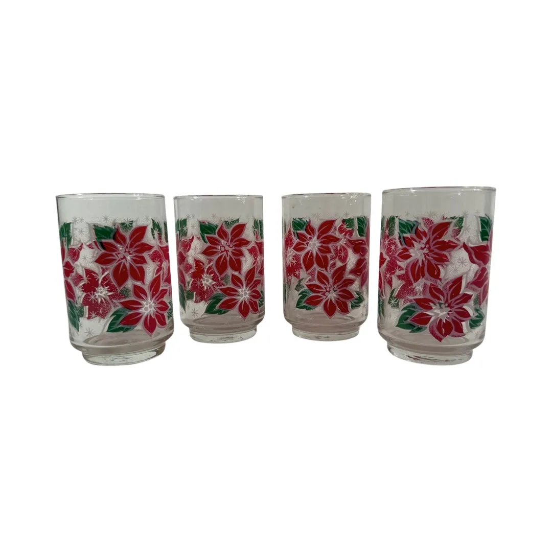 Libbey Vintage Poinsettia Glasses (Set of 4)