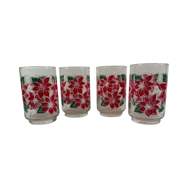 Libbey Vintage Poinsettia Glasses (Set of 4)
