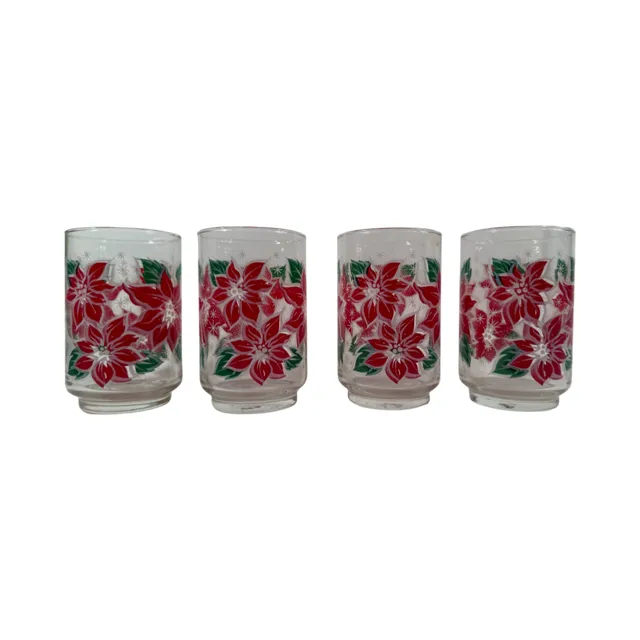 Libbey Vintage Poinsettia Glasses (Set of 4)