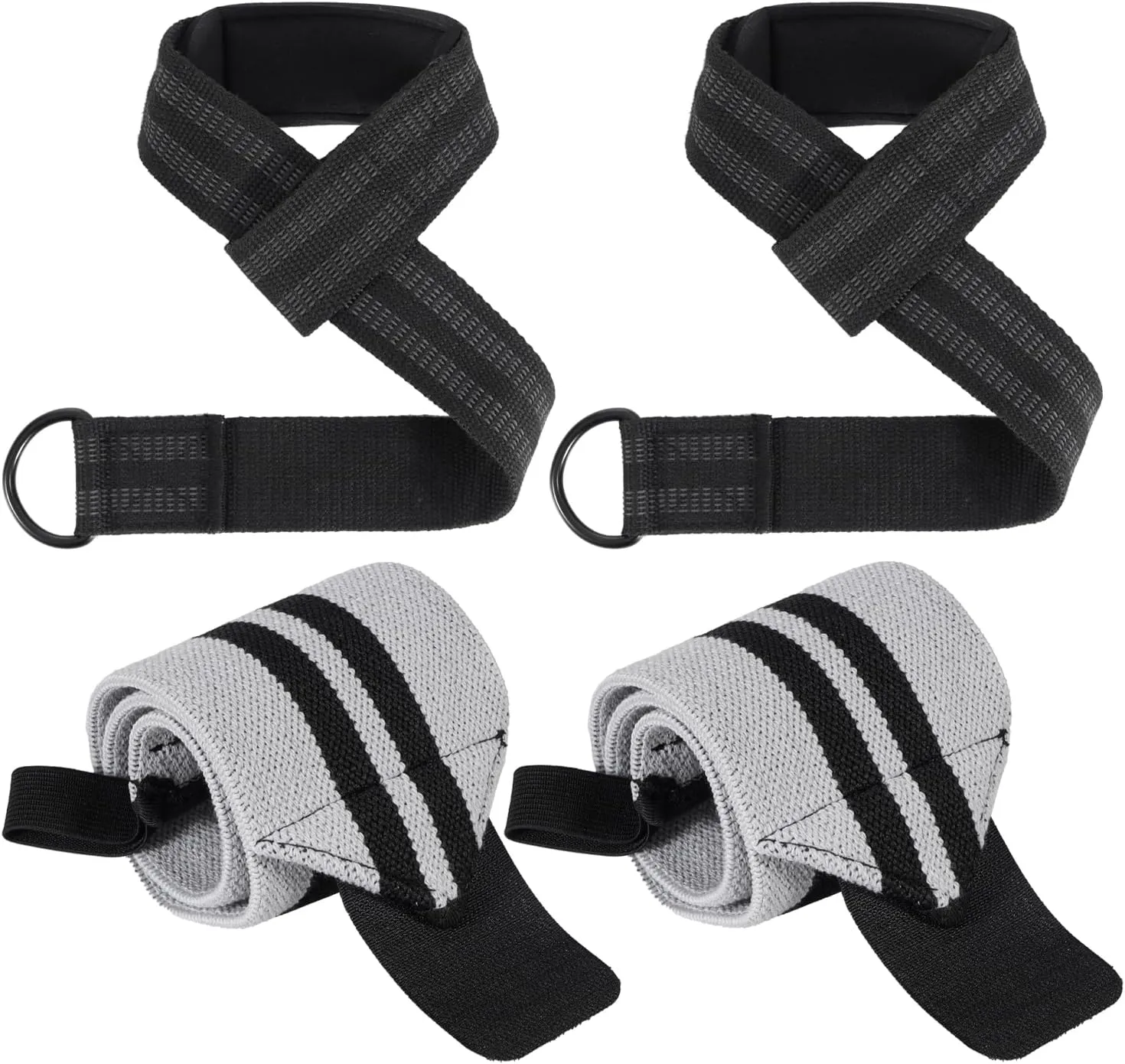 Lifting Straps and Wrist Wraps, 24" Lifting Wrist Straps Padded Neoprene for Weightlifting, Powerlifting, Deadlifts 18" Weightlifting Wrist Wraps with Heavy Duty Thumb Loop for Strength Training, Bodybuilding