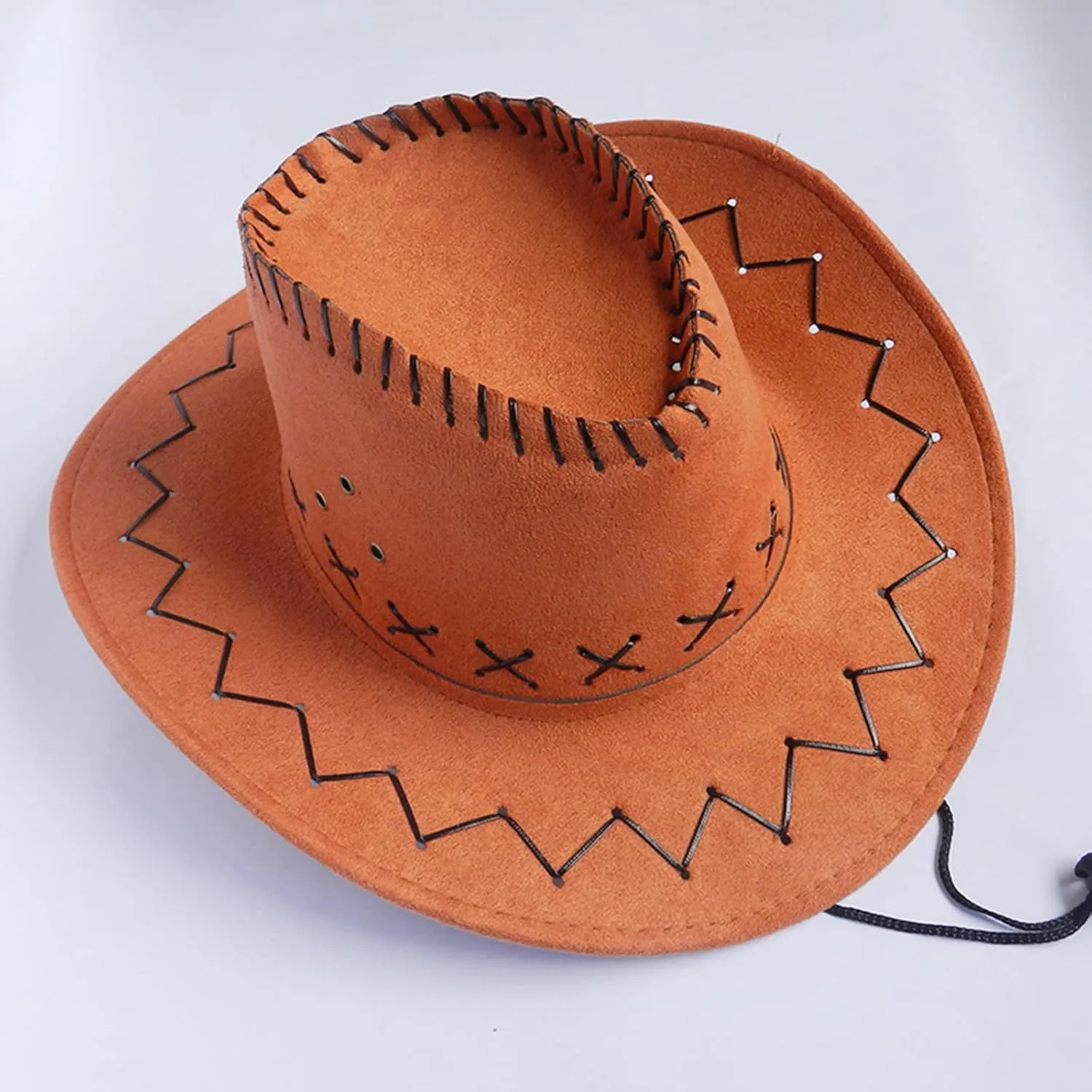 Men Women's Felt Wide Brim Western Cowboy Panama Fedora Hats with Belt Classic Western Outdoor Dress Up Party