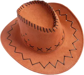 Men Women's Felt Wide Brim Western Cowboy Panama Fedora Hats with Belt Classic Western Outdoor Dress Up Party