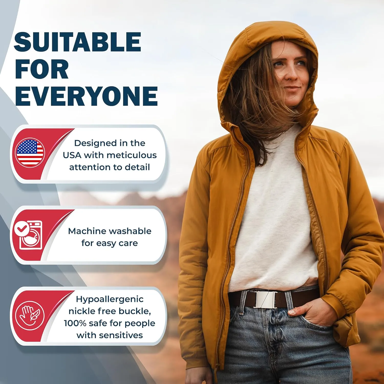 No Show Invisible Elastic Belts for Women & Men 1.5" adjustable Non Slip Fits waist upto 50 Inch. Designed in USA.