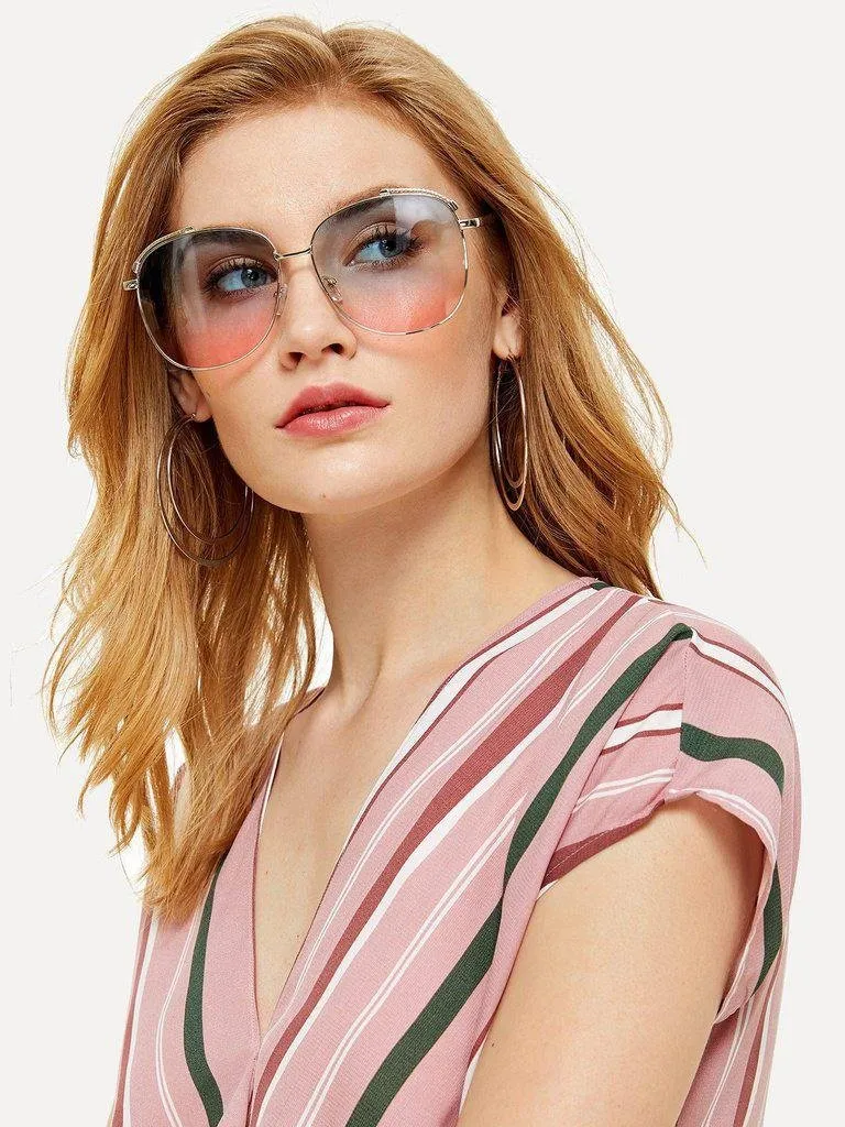 Ombre Lens Aviator Sunglasses