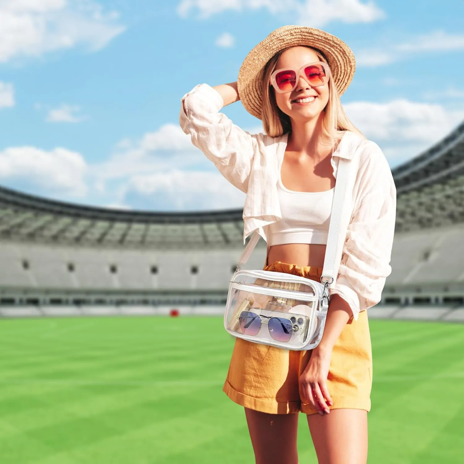PACKISM Clear Bag for Stadium Events - Clear Purses for Women Stadium Crossbody Concert Bag for Game Day, Sports, Festival