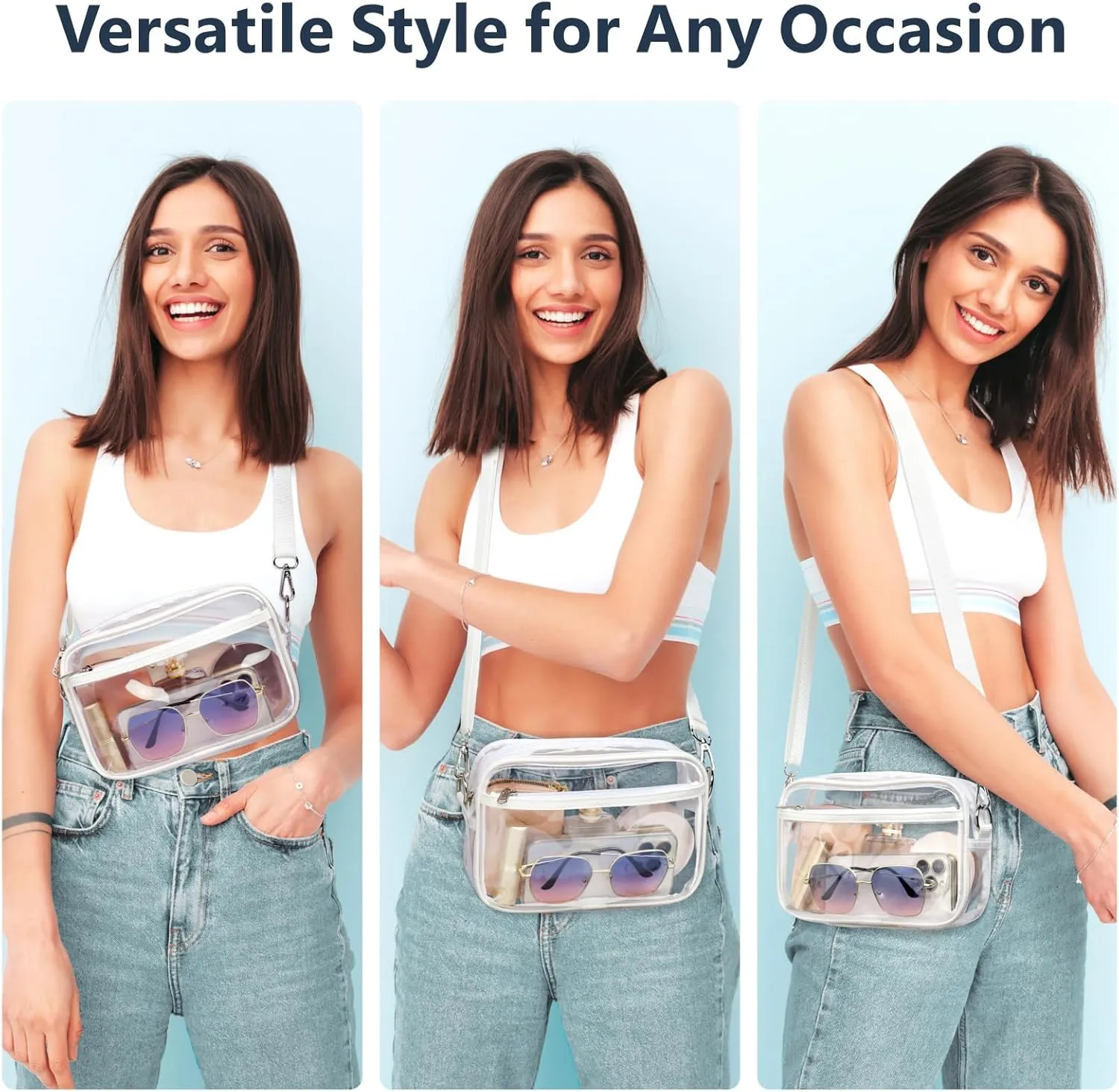 PACKISM Clear Bag for Stadium Events - Clear Purses for Women Stadium Crossbody Concert Bag for Game Day, Sports, Festival